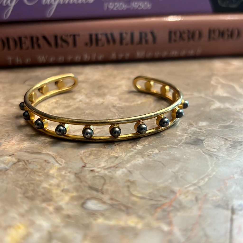 Madewell, Gold And Silver Tone, Cuff Bracelet, Pewter Colored Accents Adjustable